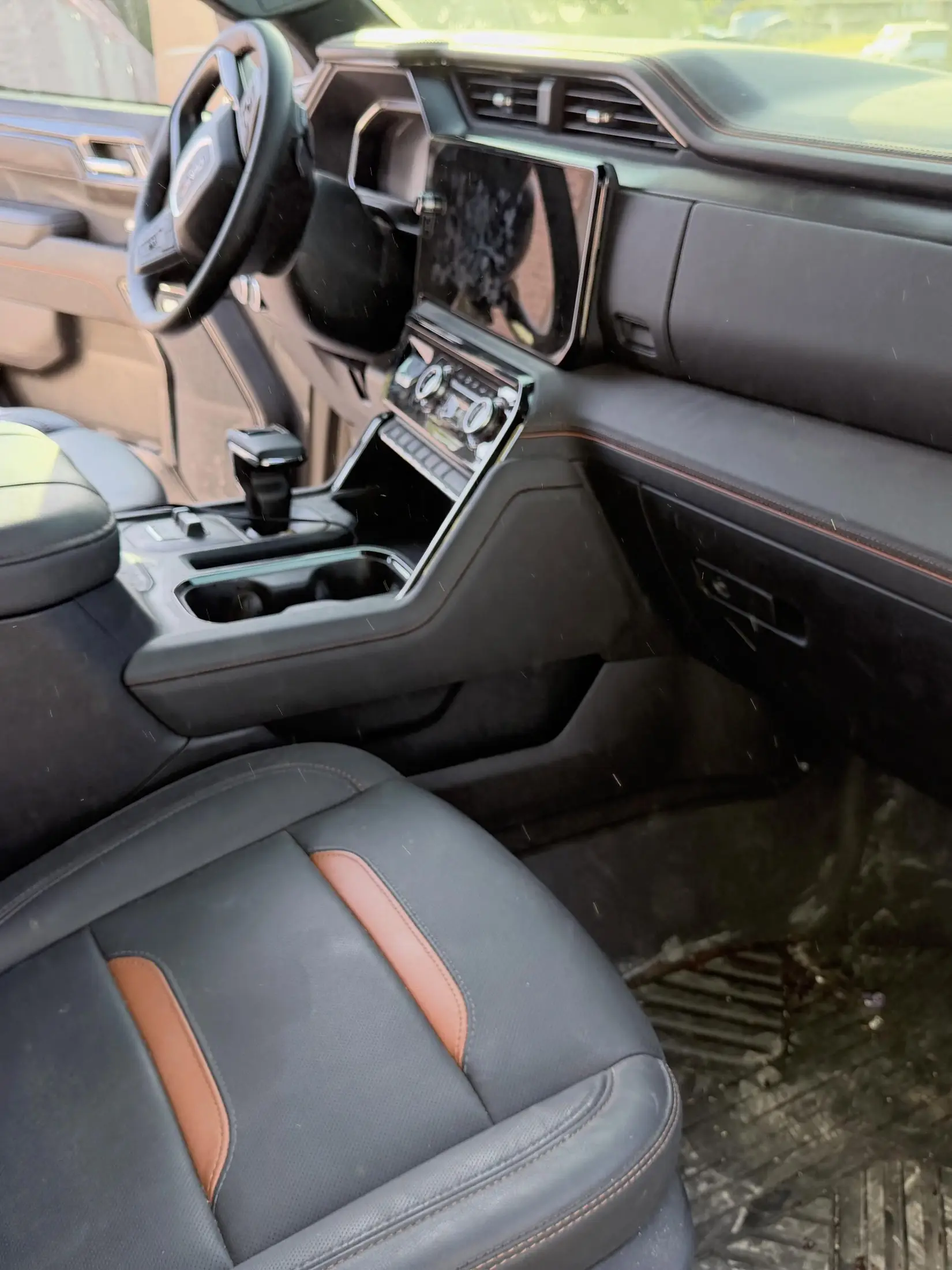 Detailed truck interior, dash and console